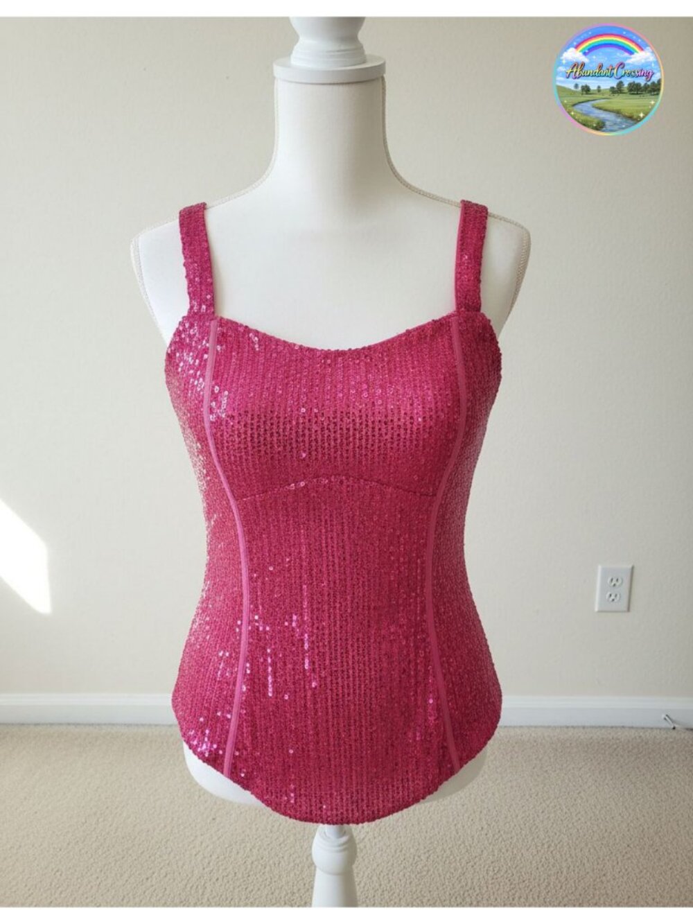 Sequin Square Neck Bustier Corset Tank Top Slim Fit